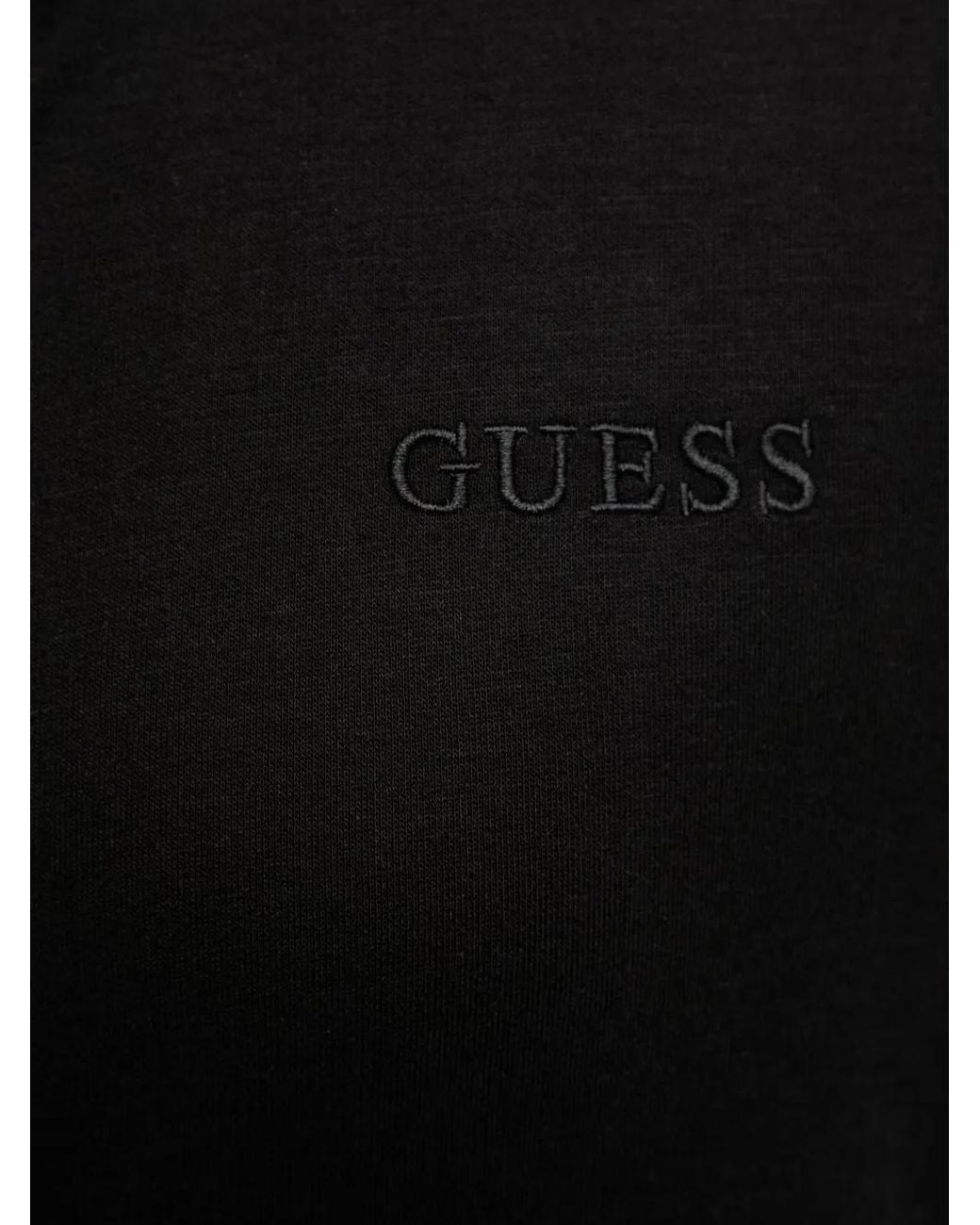 Guess Black Hoodie Zippé Junie À Logo Brodé