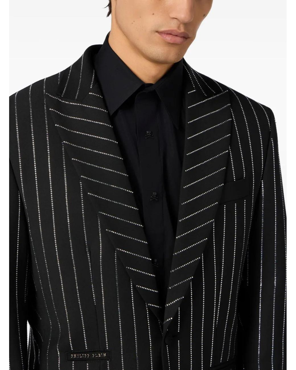 Philipp Plein Black Jacquard Blazer Lord-Fit Strass for men