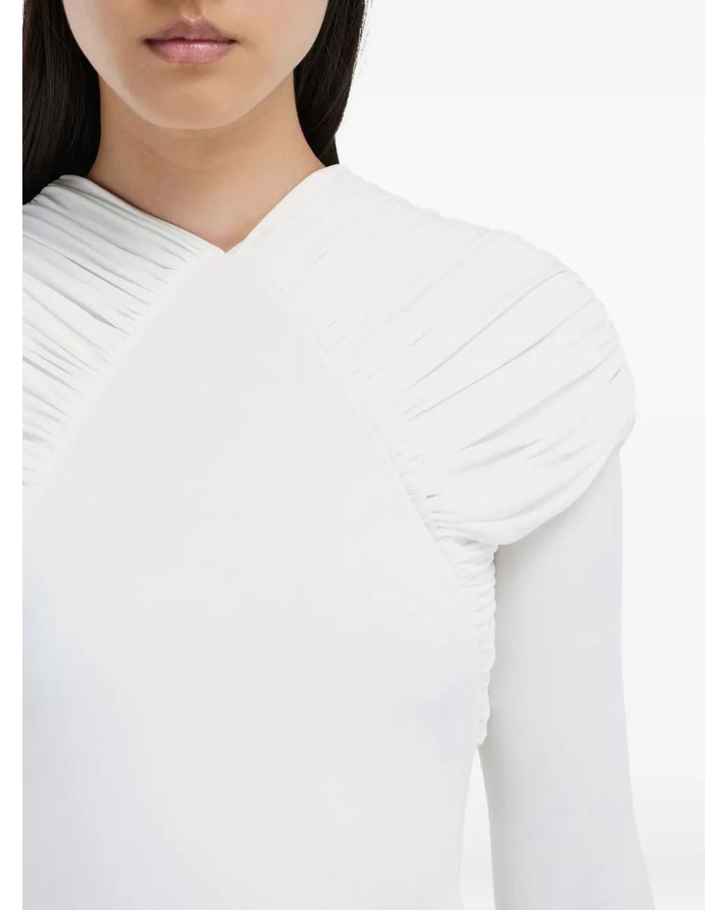 Ferragamo White Draped Midi Dress