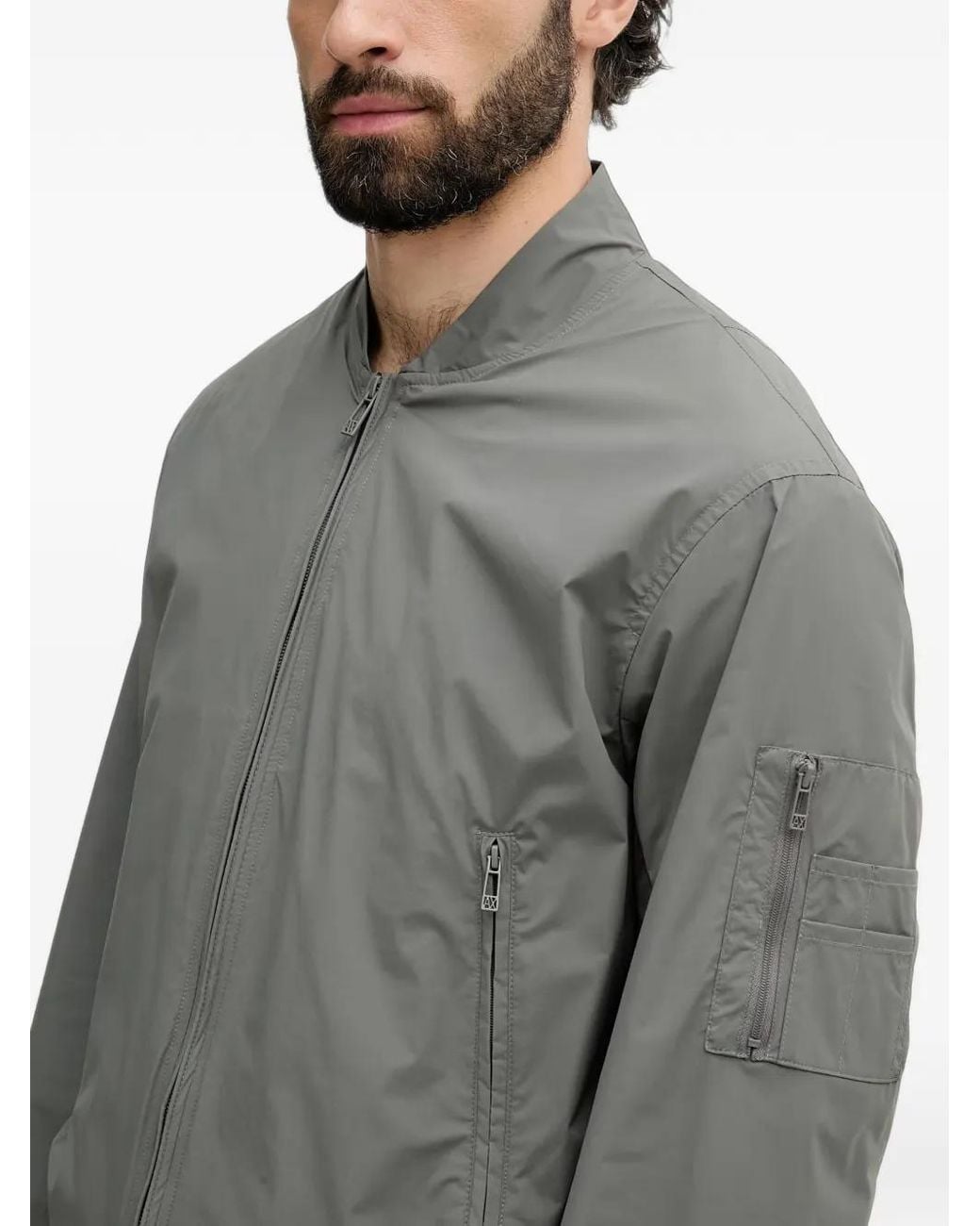 ARMANI EXCHANGE Gray Zip-Up Bomber Jacket for men