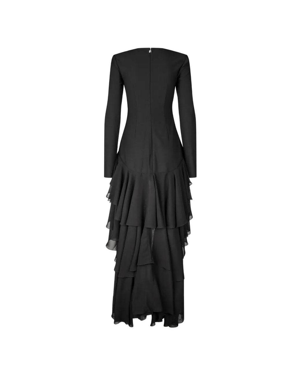 ROTATE BIRGER CHRISTENSEN Black Ls Ruffle Train Dress