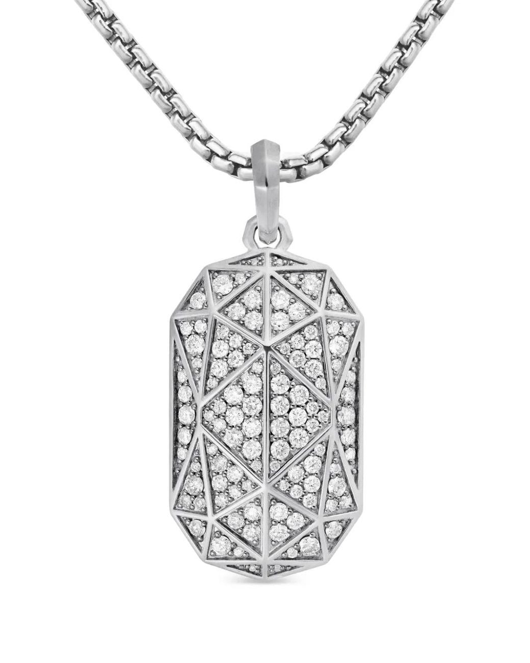 David Yurman White Sterling Torqued Faceted Amulet (47.9Mm) for men