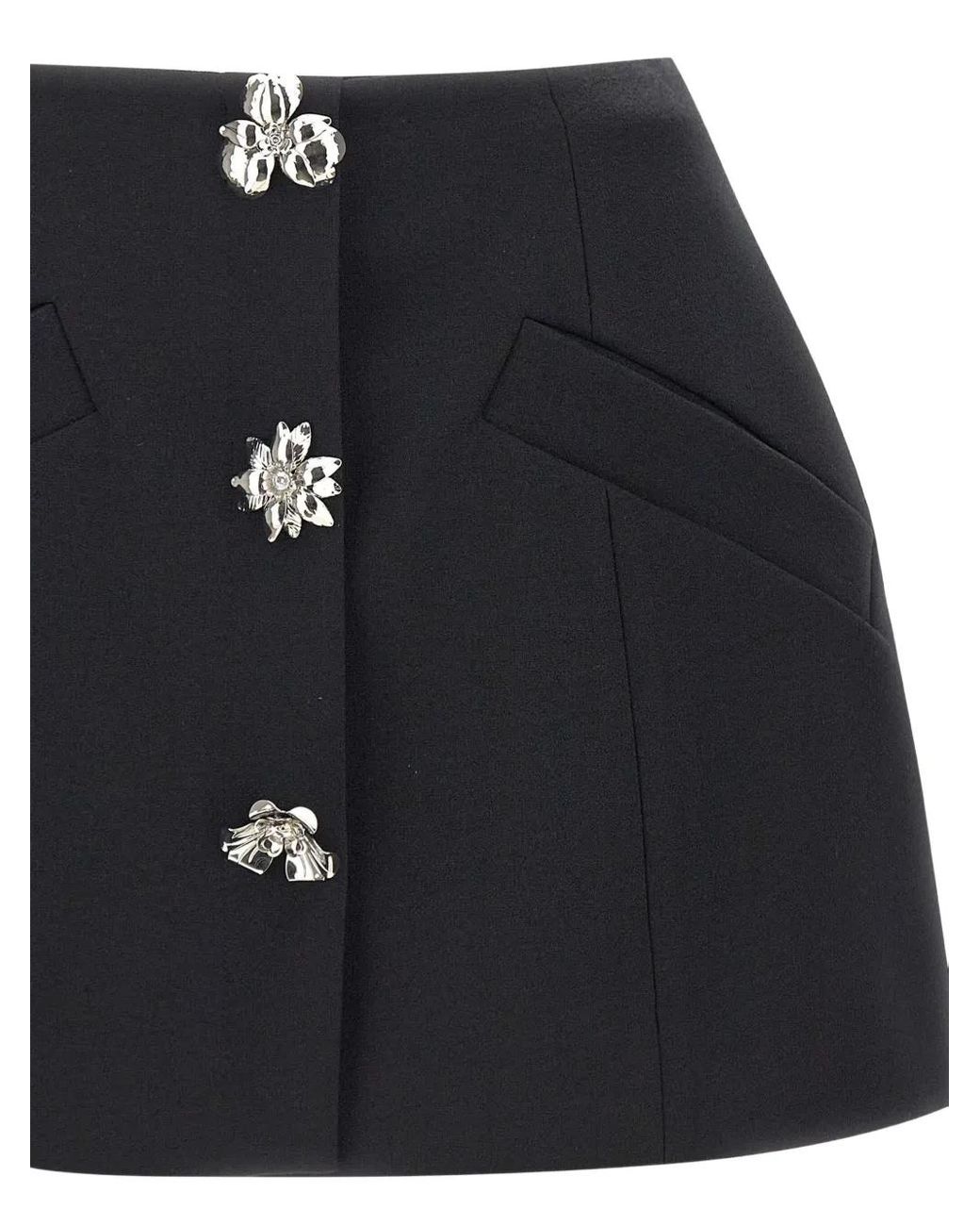 Blumarine Black Flower-Embellished Mini Skirt