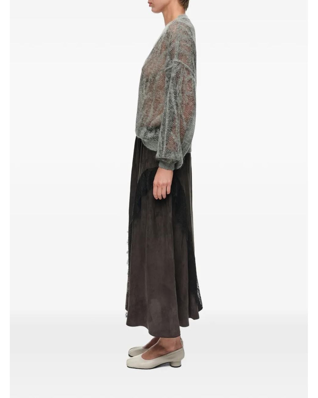 Bimba Y Lola Black Jupe Fluide Noire À Bords En Dentelle