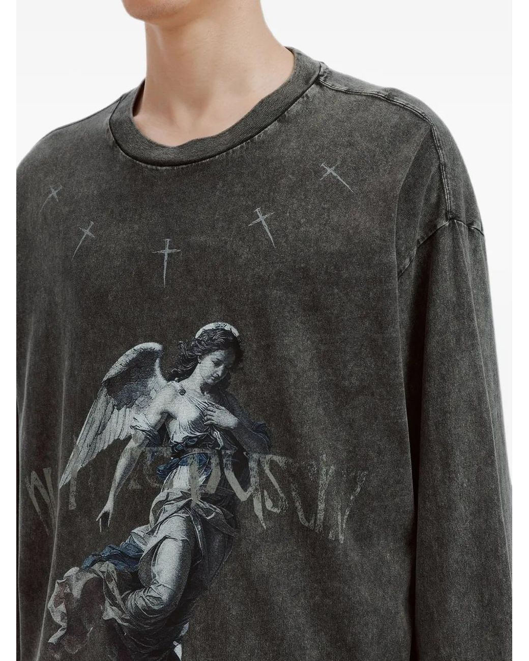 FIVE CM Black Angel-Print Long-Sleeved T-Shirt for men
