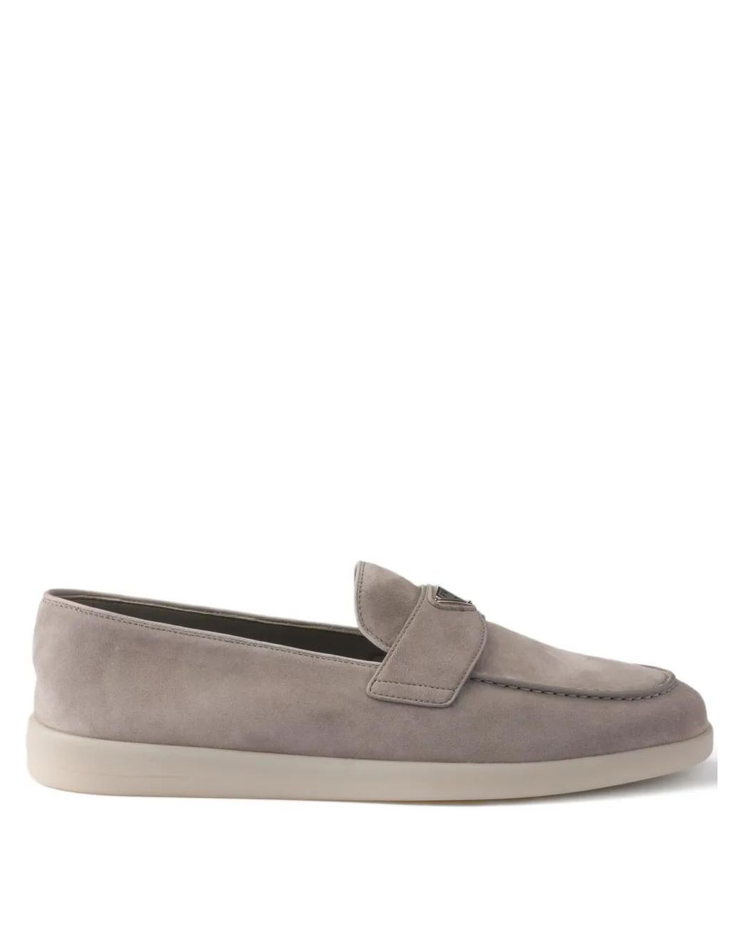 Prada Gray Suede Loafers for men