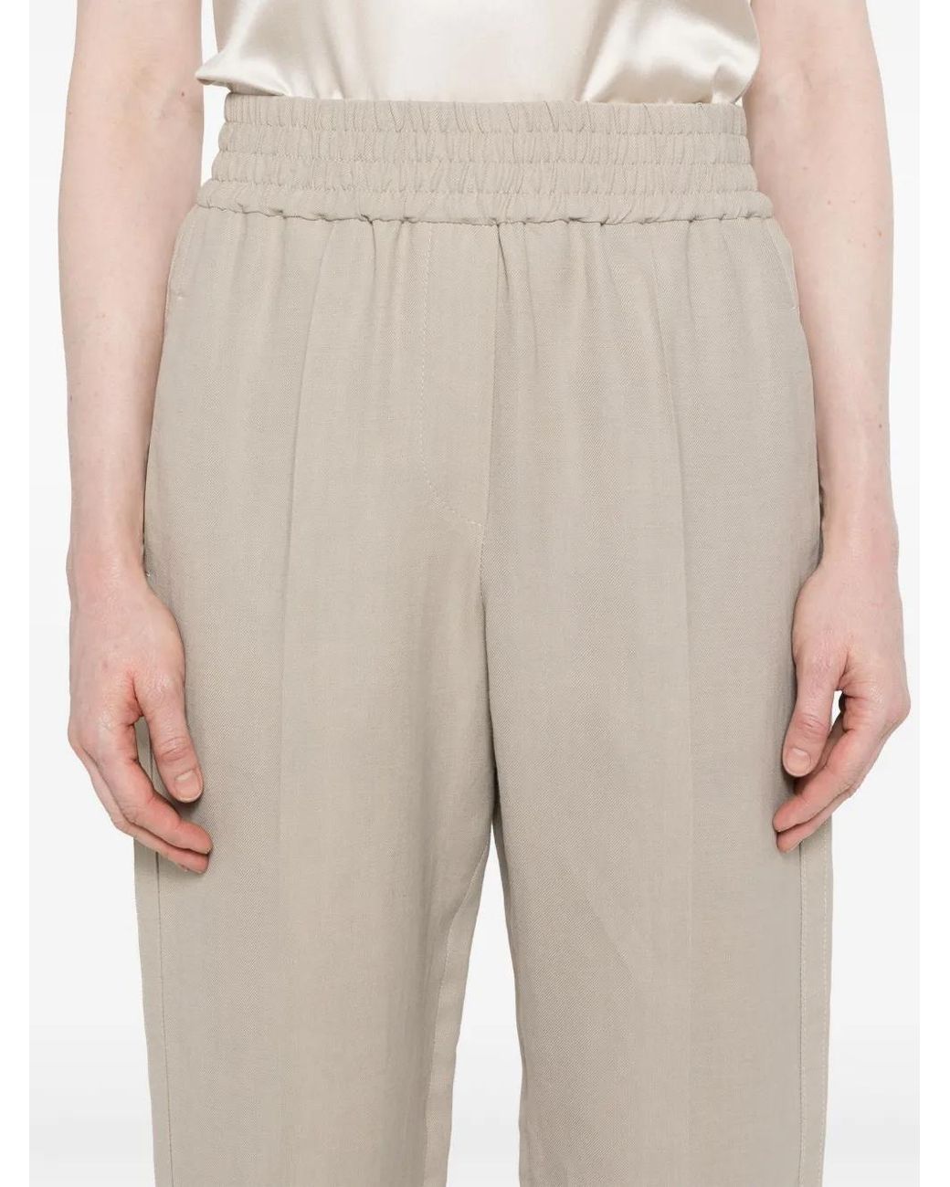 Brunello Cucinelli White Tapered Trousers