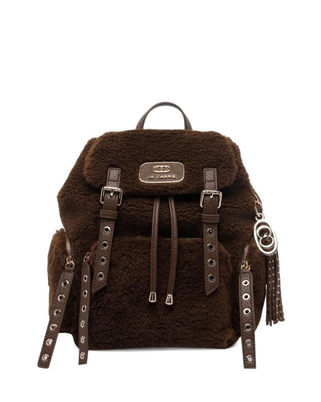 La Carrie Brown Sac À Dos À Logo En Tissu Teddy