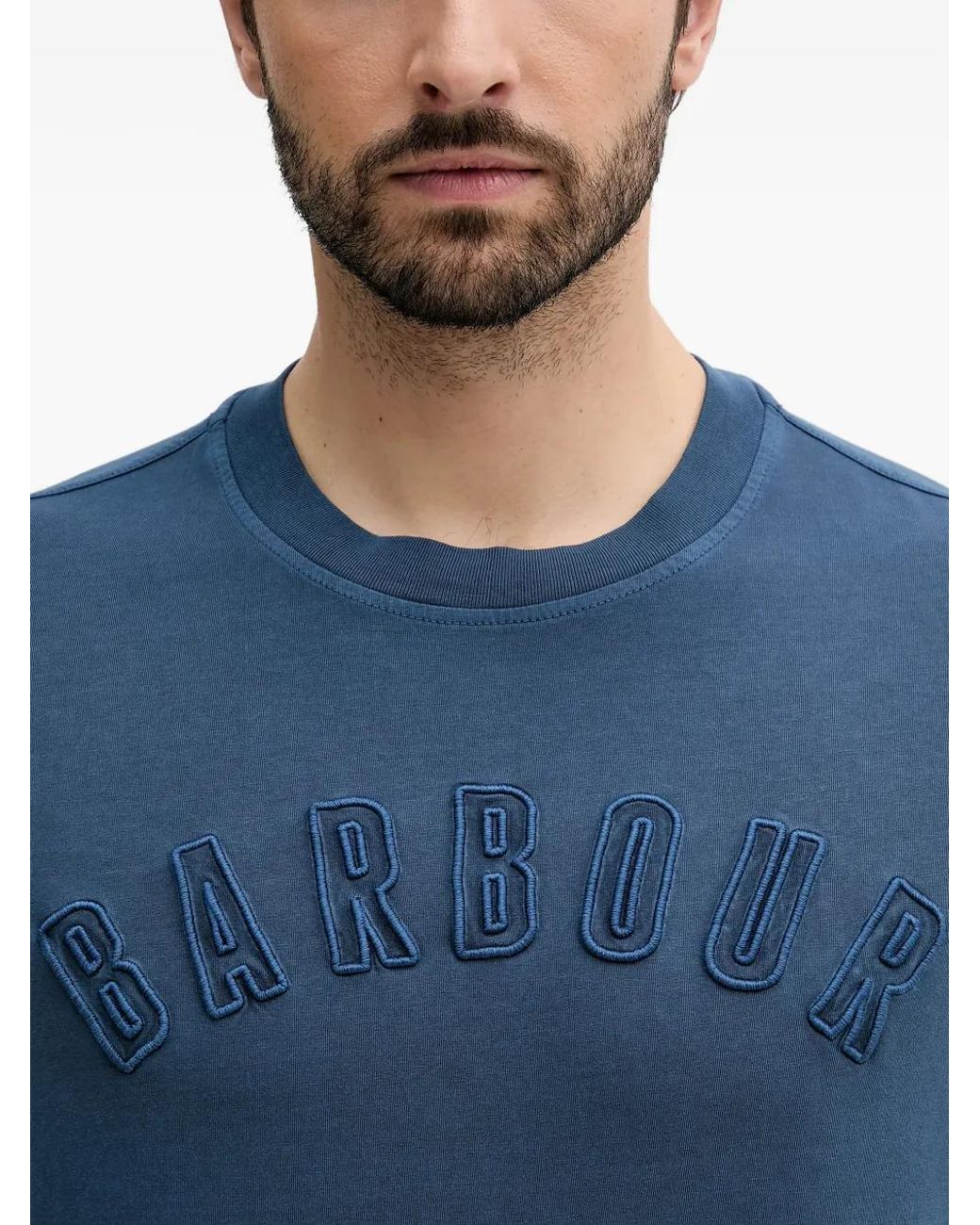 Barbour Blue Logo-Embroidered T-Shirt for men