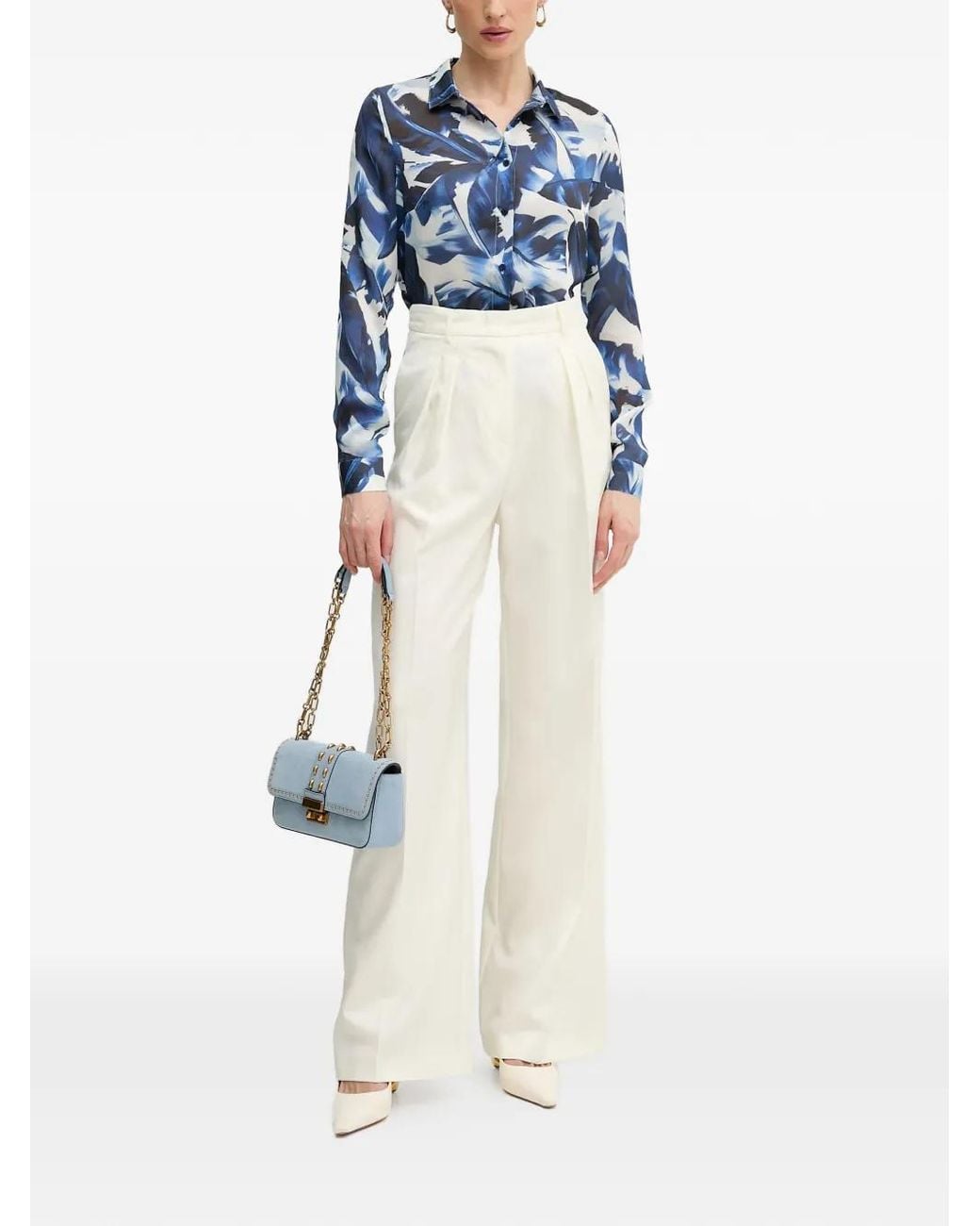 Guess Blue Floral Print Shirt