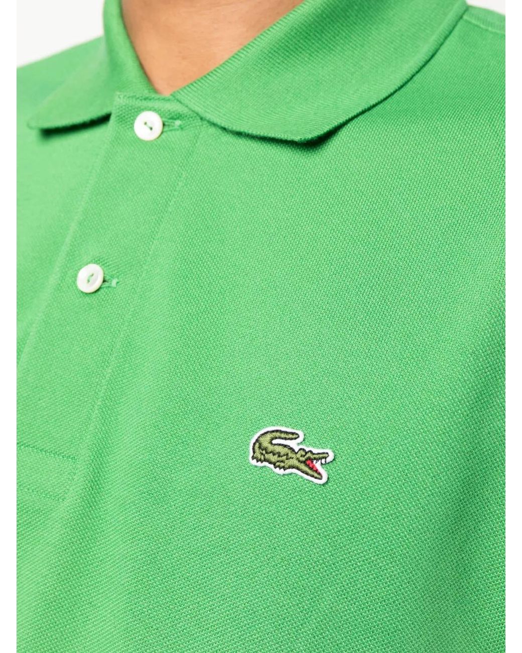 Lacoste Green Logo-Patch Polo Shirt for men