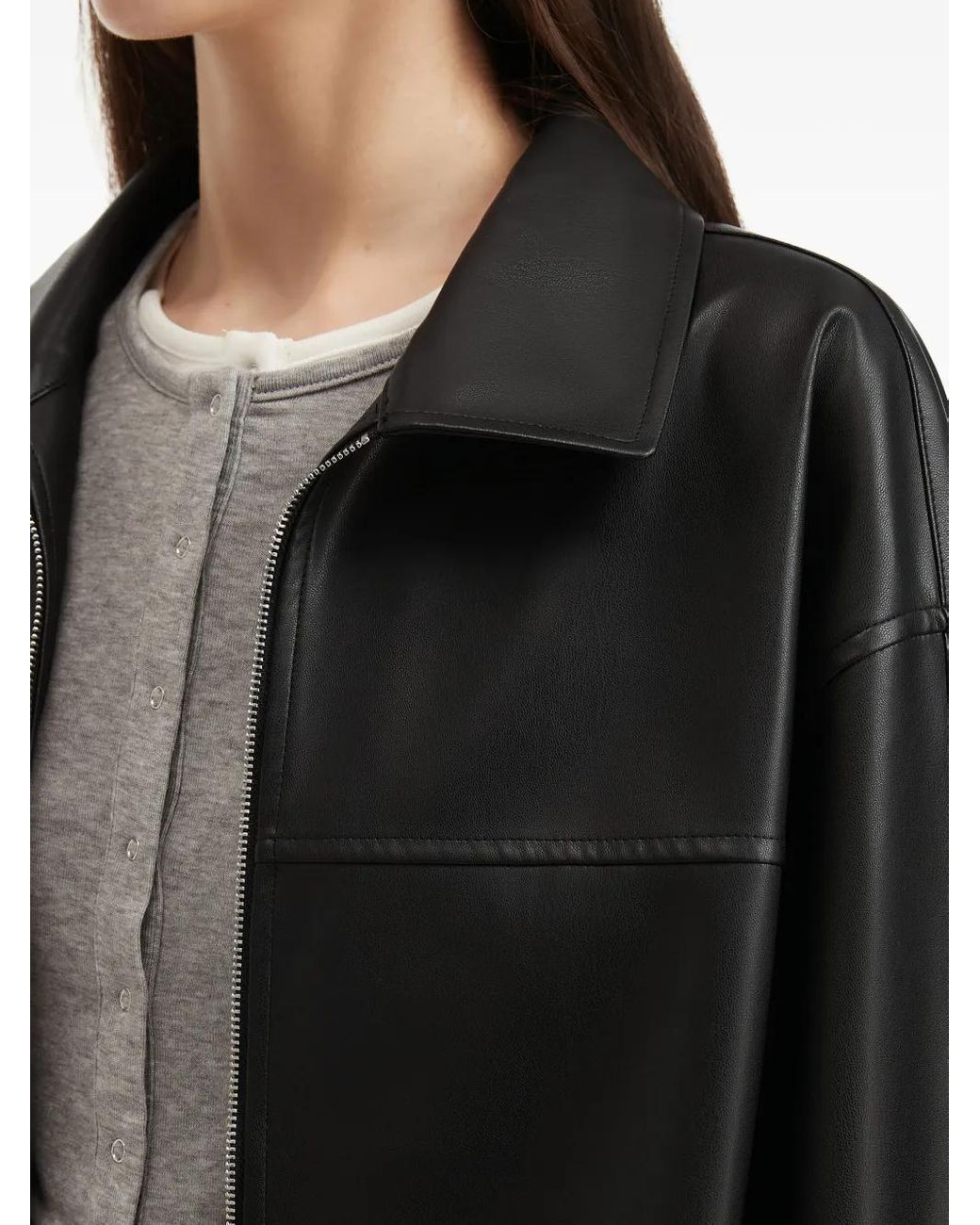 B+ AB Black Zip-Front Panelled Jacket