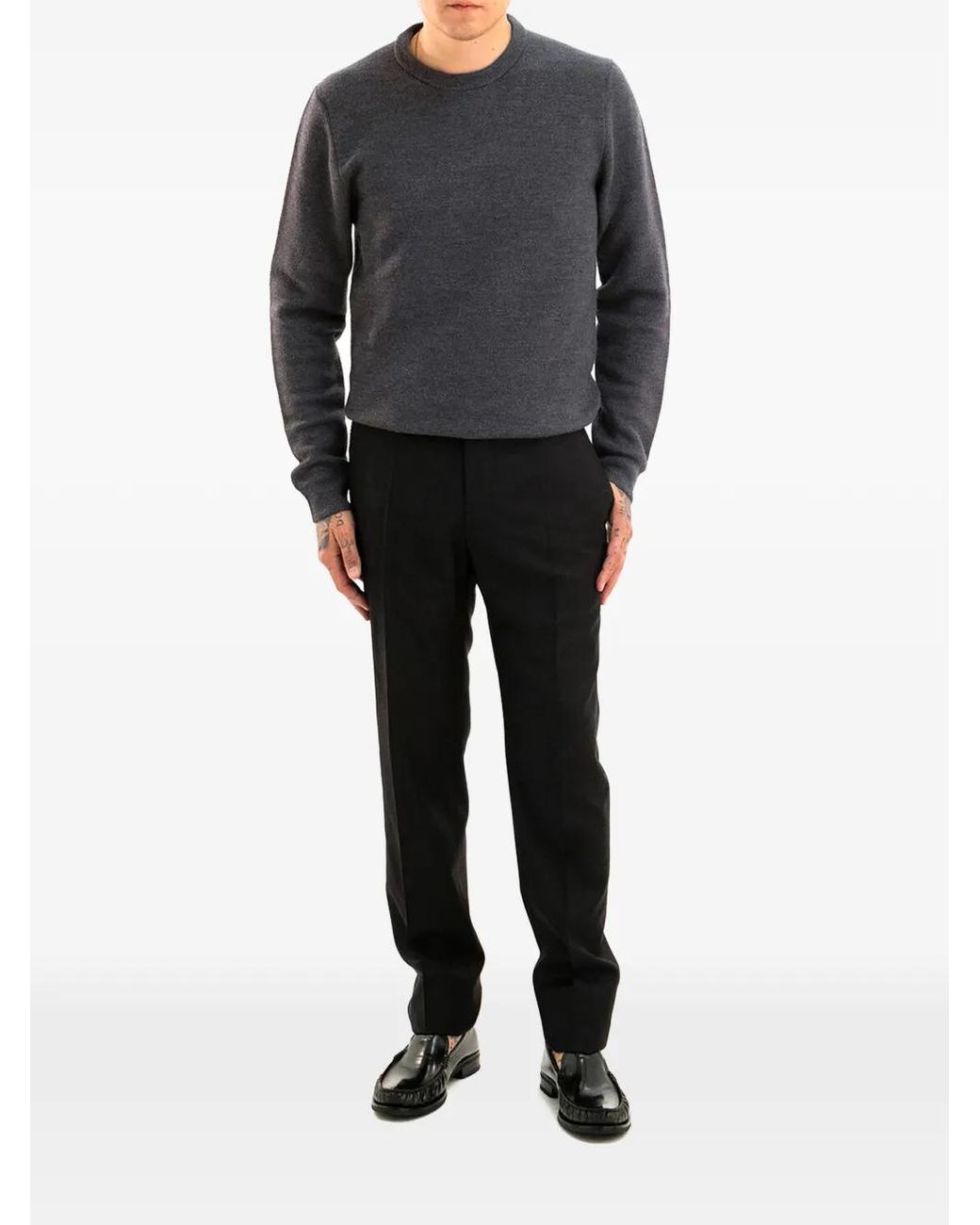 Zanone Gray Round-Neck Wool Sweater for men