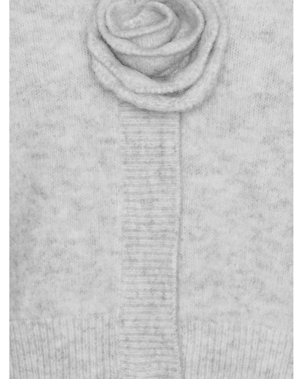 ROTATE BIRGER CHRISTENSEN White Cardigan With Rose Appliqué
