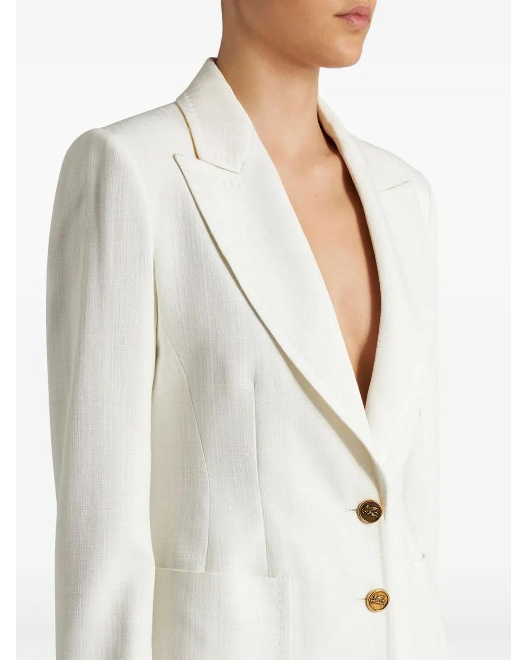 Etro White Slub Fabric Jacket