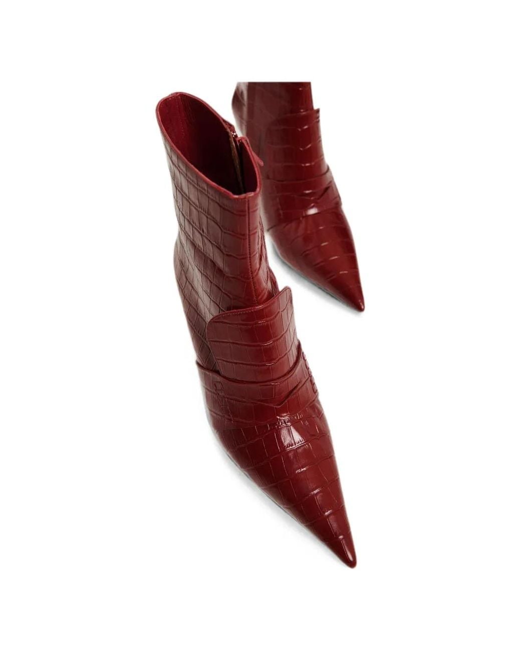 Essentiel Antwerp Red Croc-Effect Wedge Ankle Boots