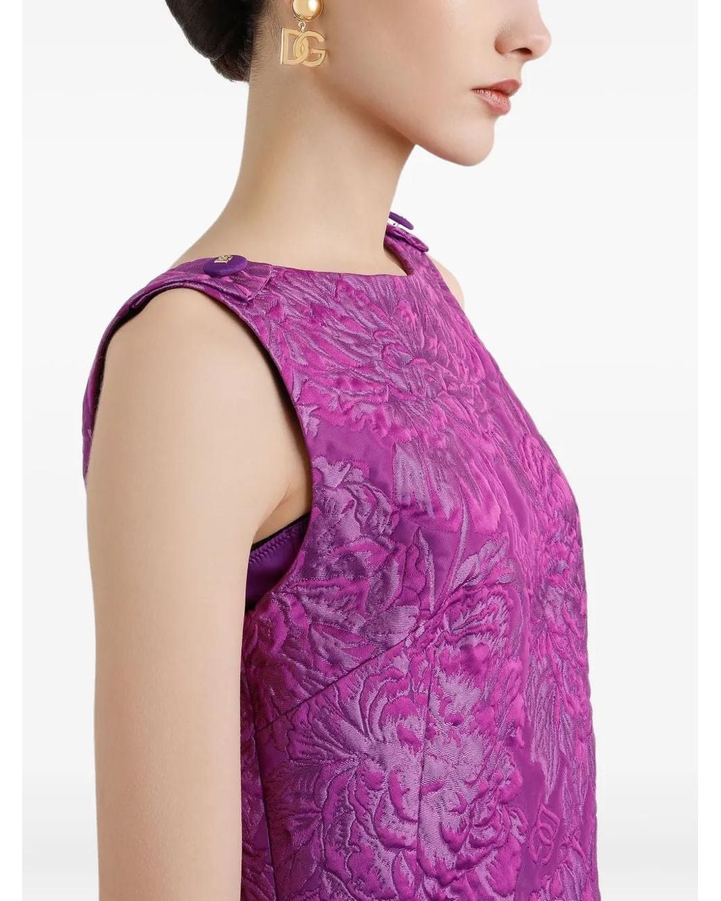 Dolce & Gabbana Purple Brocade Dress