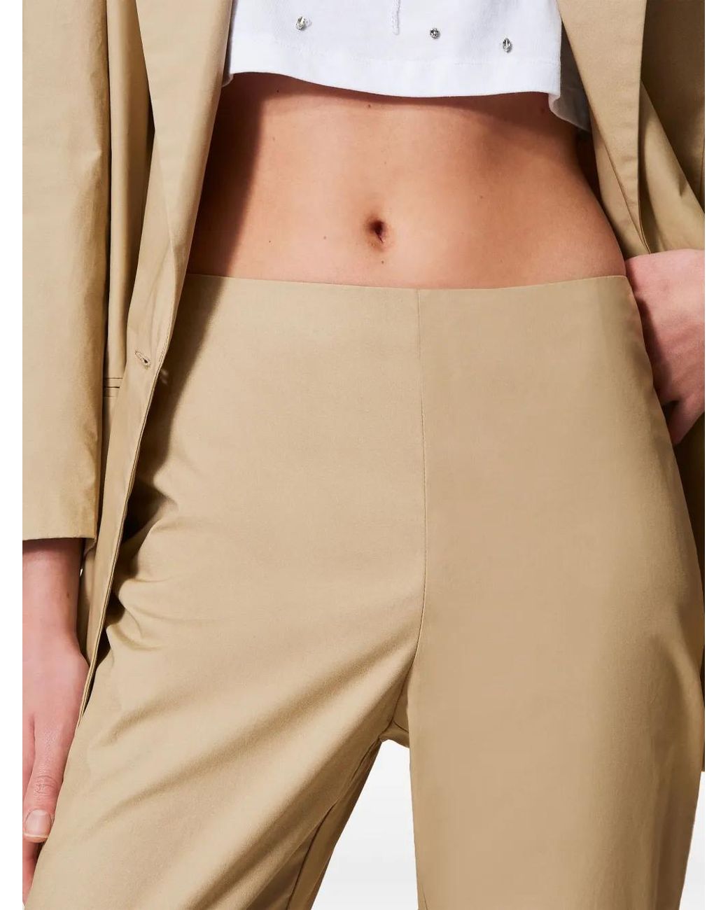 Twinset Natural Poplin Cropped Trousers