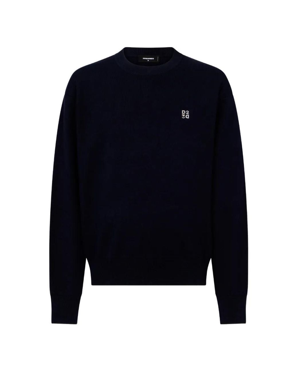 DSquared² Blue Metal D2 Upside Down Knit Pullover for men