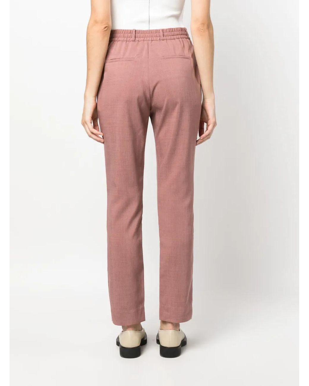 Eleventy Red Drawstring Chambray Trousers