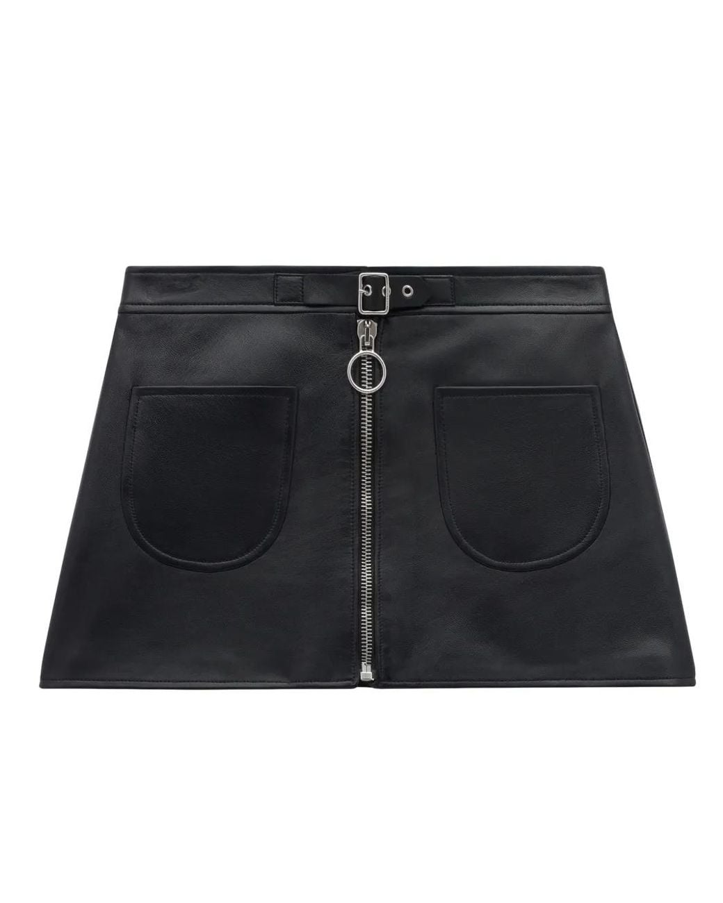 Courreges Black Zip-Up Leather Miniskirt