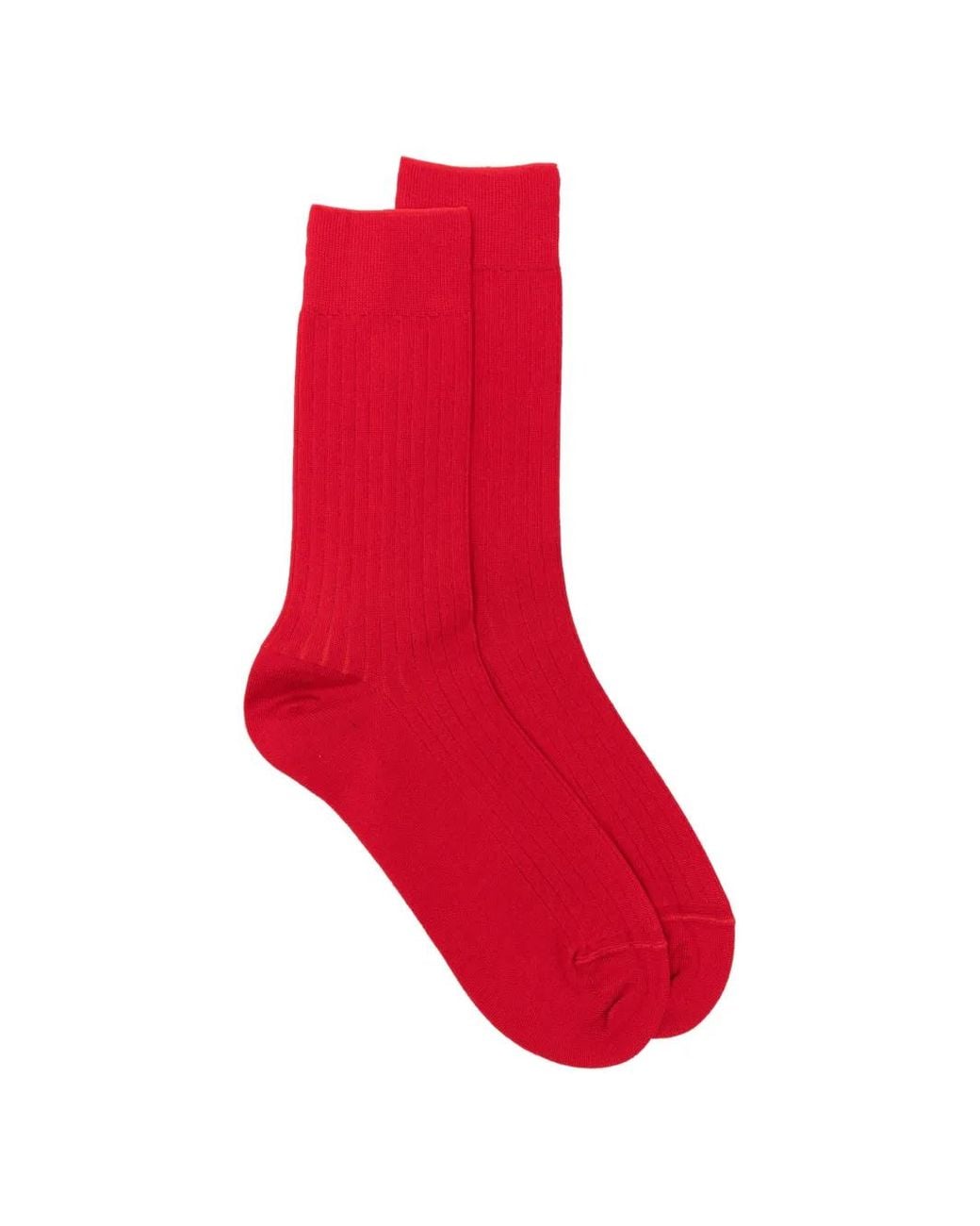 ANT45 Red Urbana Long Ribbed-Knit Socks