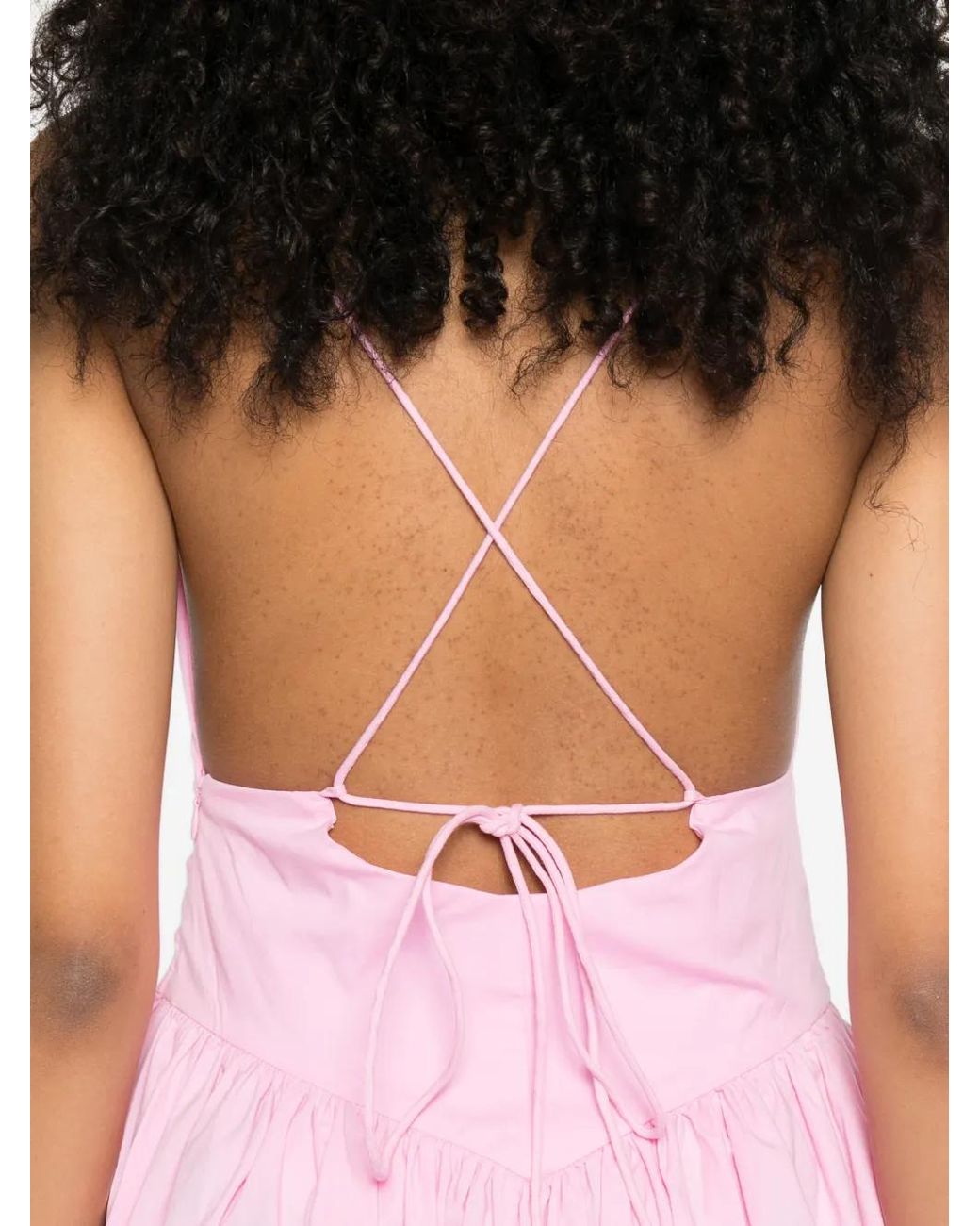 Adriana Degreas Pink V-Neck Straps Maxi Dress
