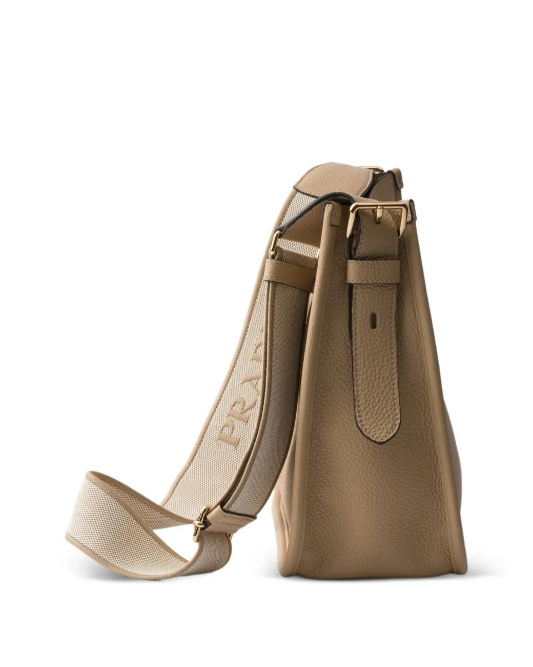 Prada Natural Logo-Detail Leather Shoulder Bag