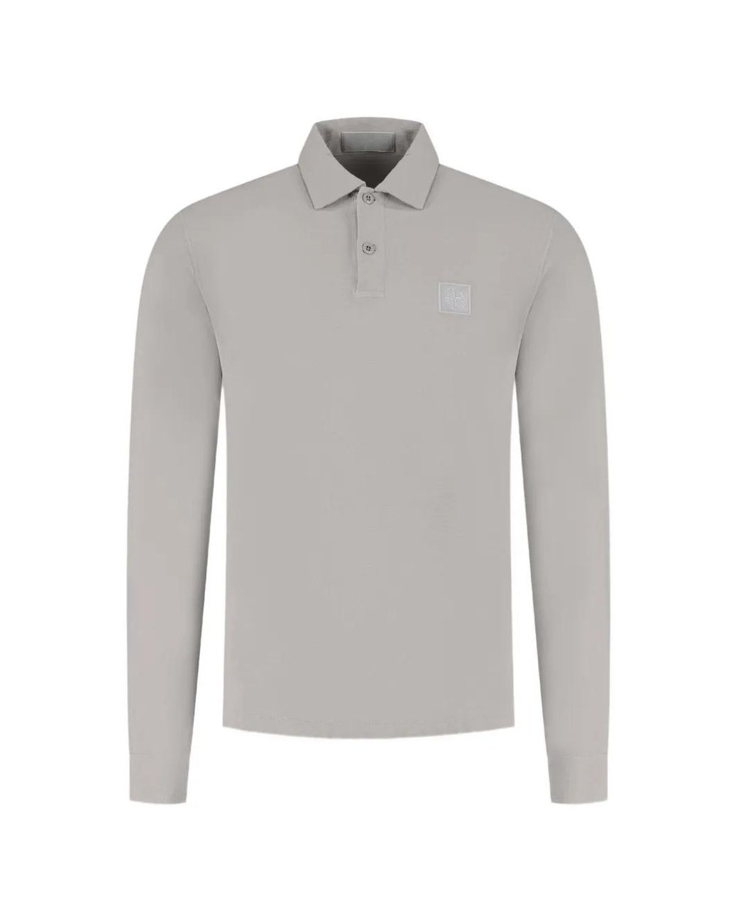 Stone Island Gray Polo Ghost À Patch Logo Et Manches Longues for men