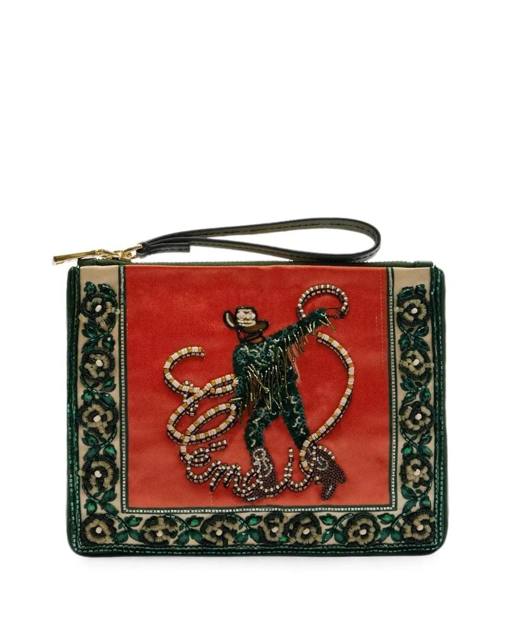 ALÉMAIS Red Ace Cowboy-Embellished Clutch