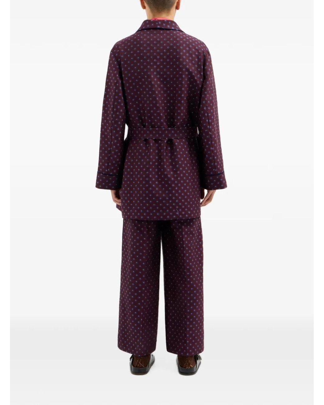 Pierre Louis Mascia Purple Geometric-Print Dressing Gown