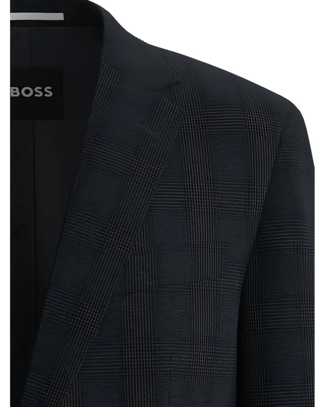 Boss Black Check-Pattern Wool Suit for men