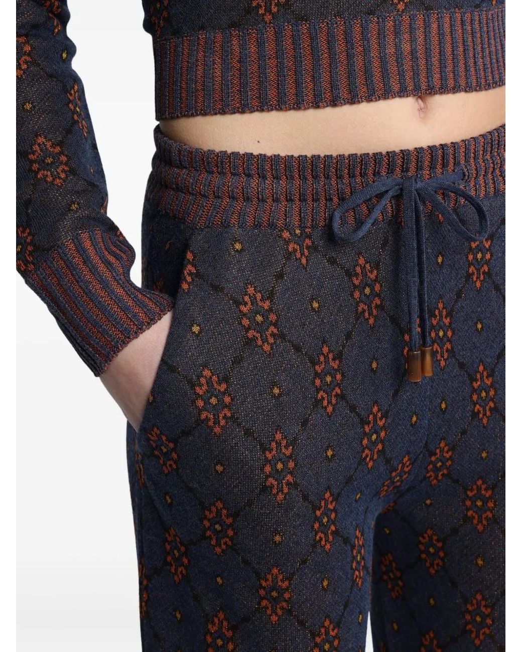 Etro Black Patterned Knit Trousers
