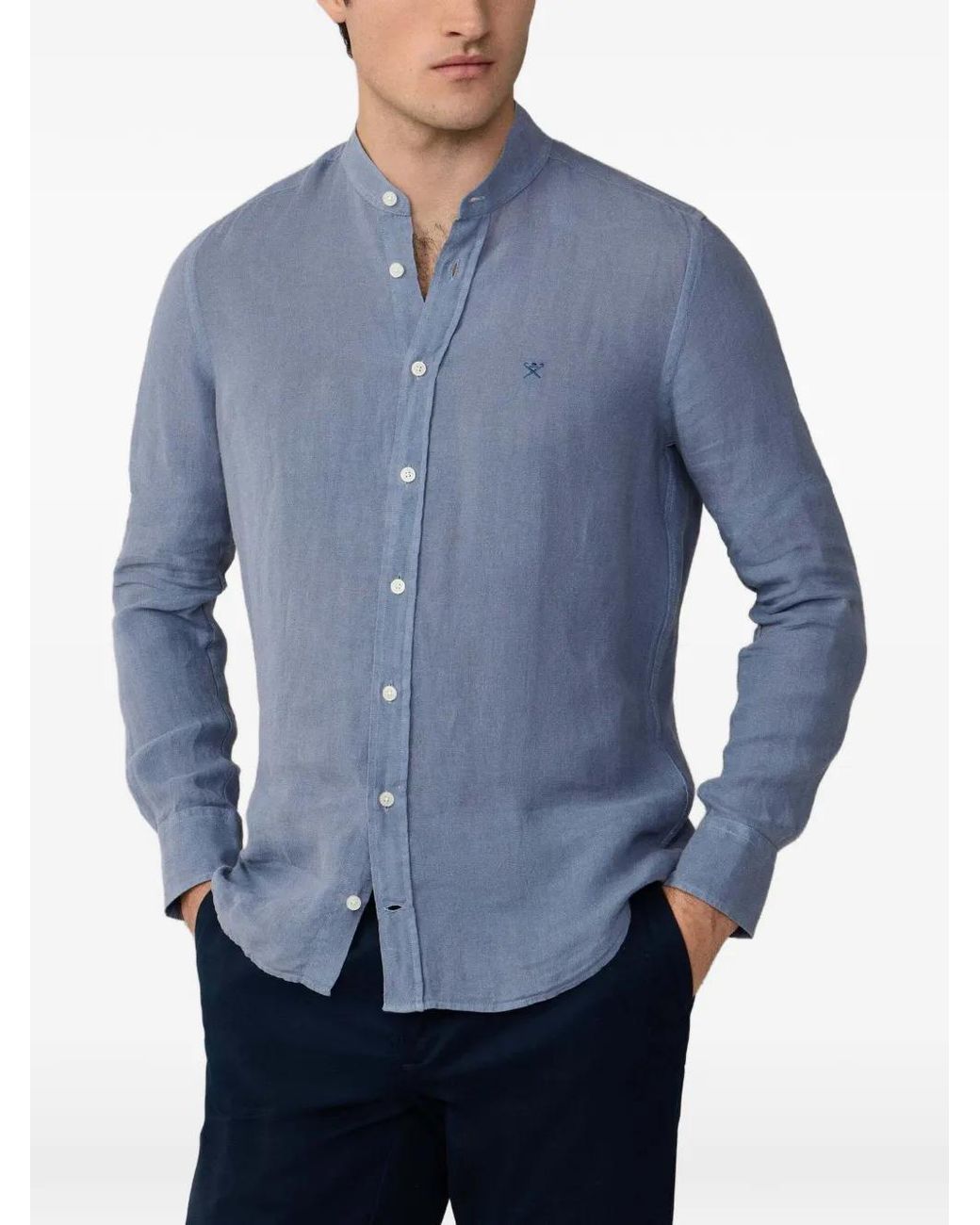 Hackett Blue Porter Garment-Dyed Linen Shirt for men