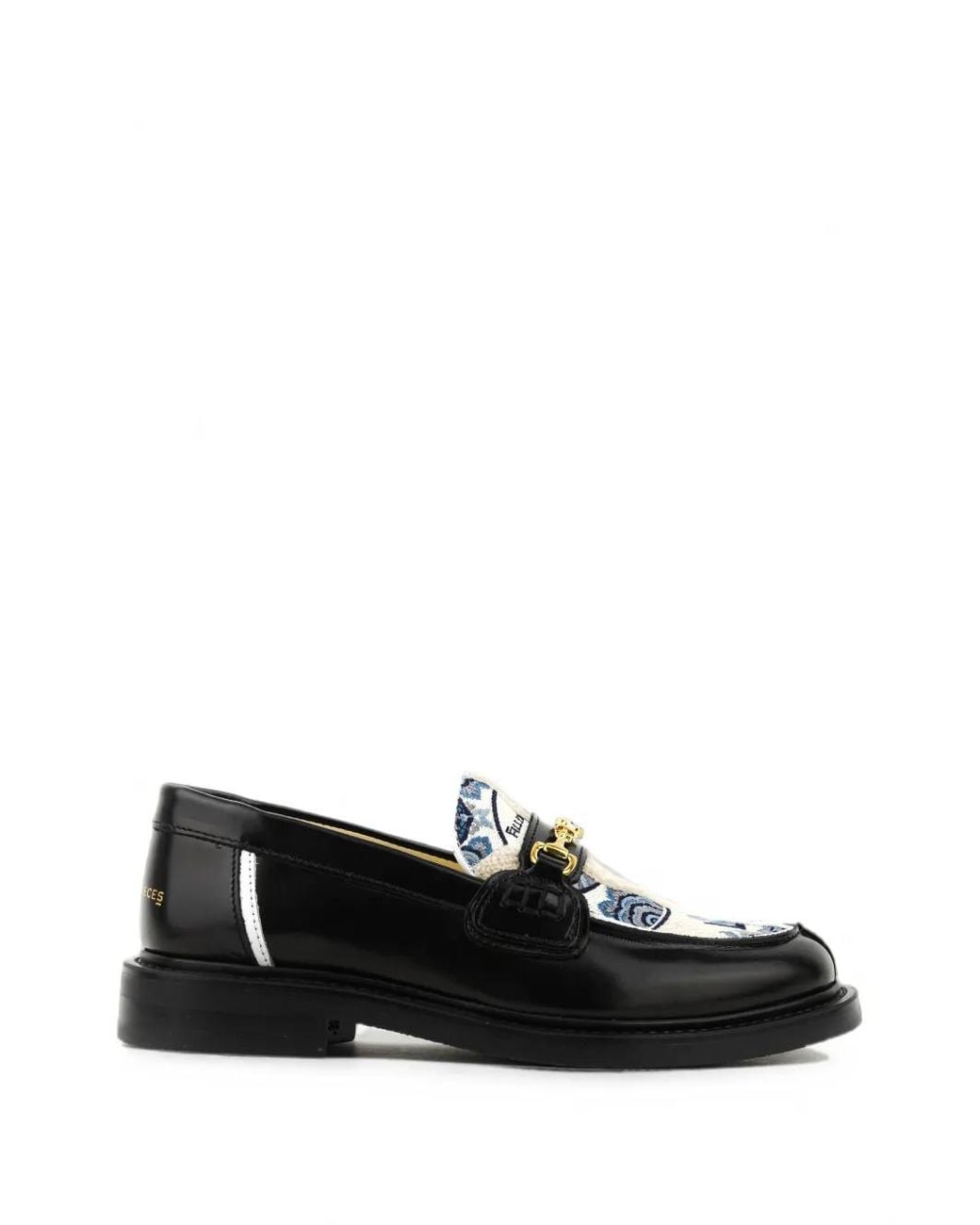 Filling Pieces Black Broken Plate Round-Toe Loafers