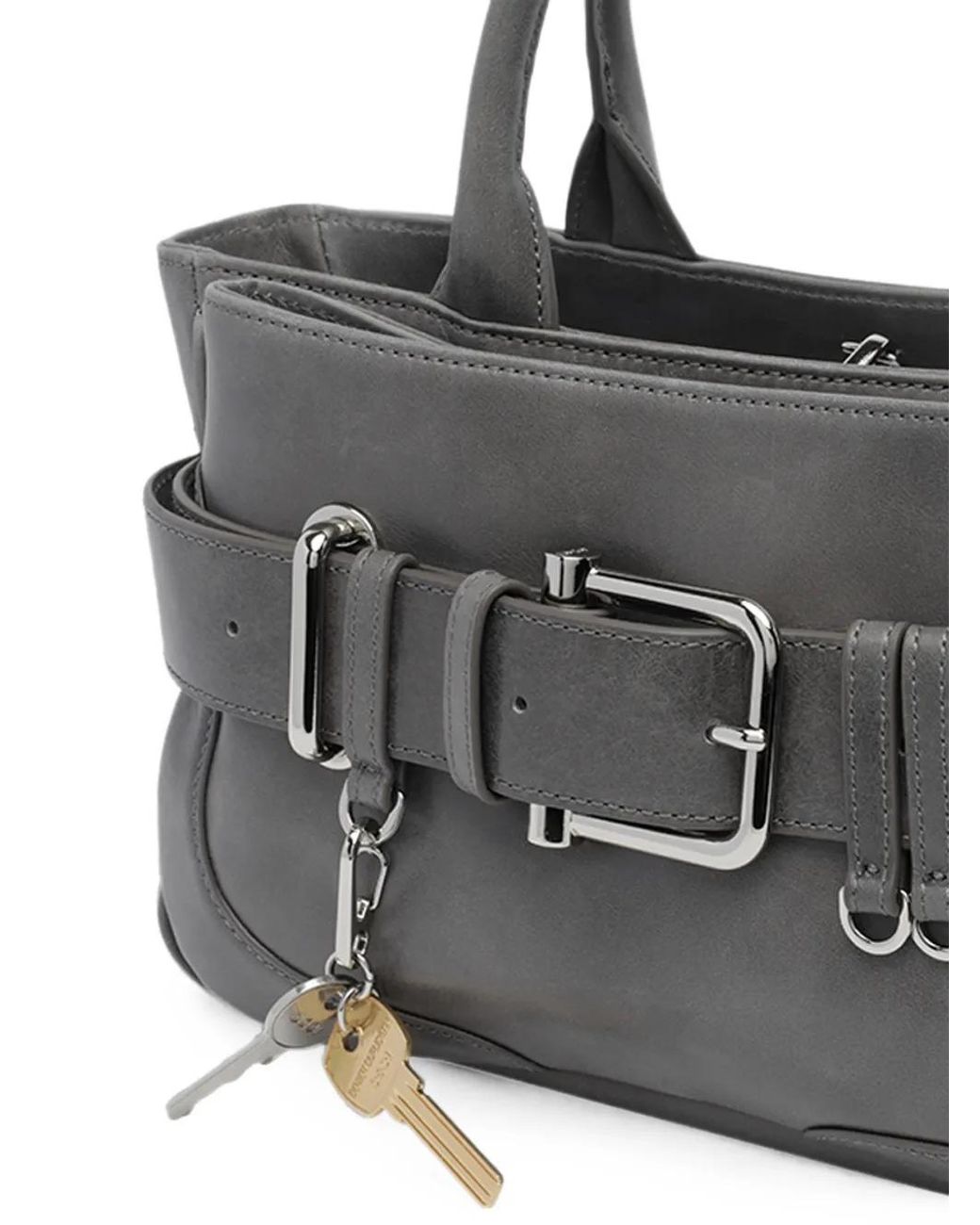 OSOI Black Mini Brocle Buckled Leather Tote Bag