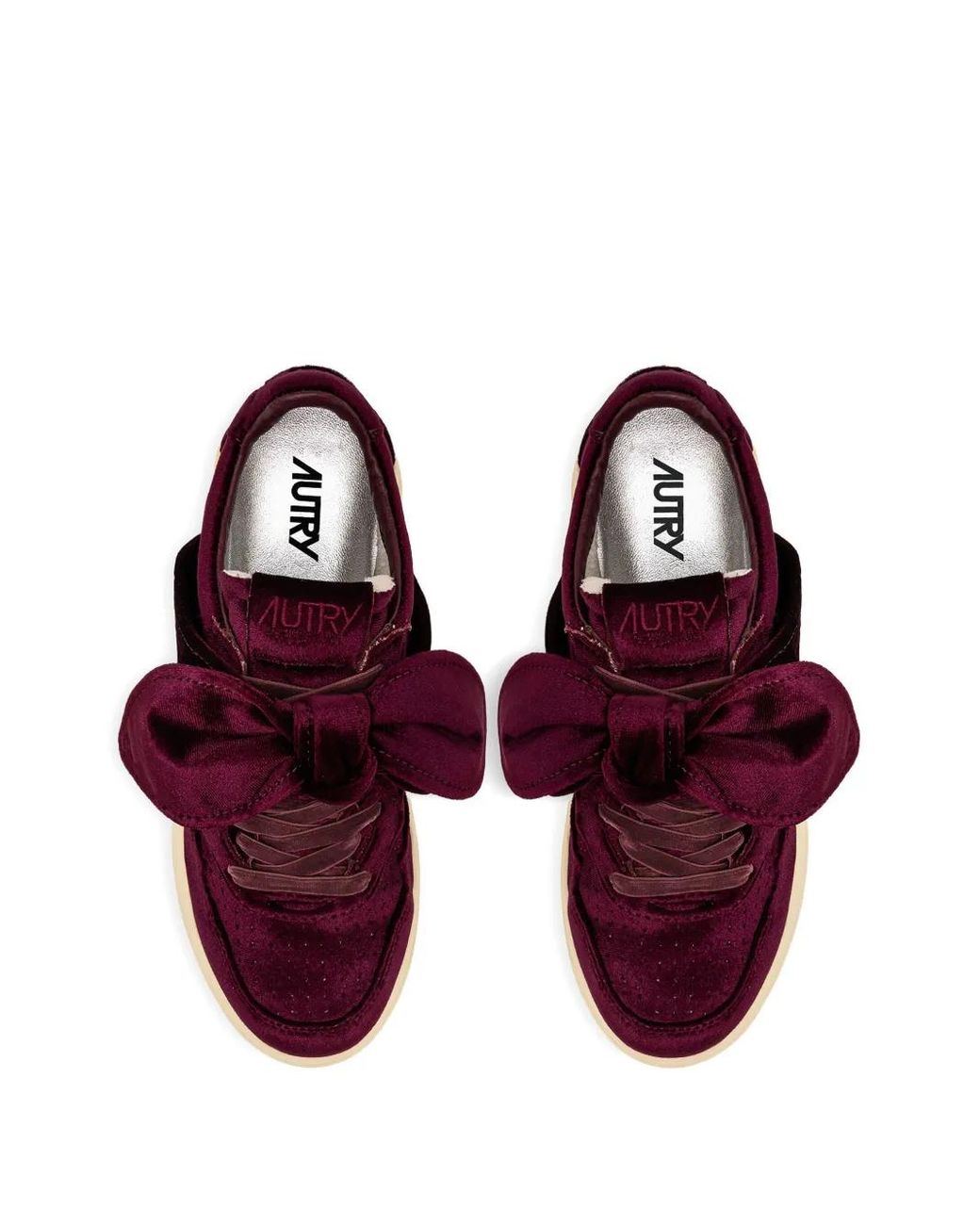 Autry Red Bow Detailed Velvet Sneakers