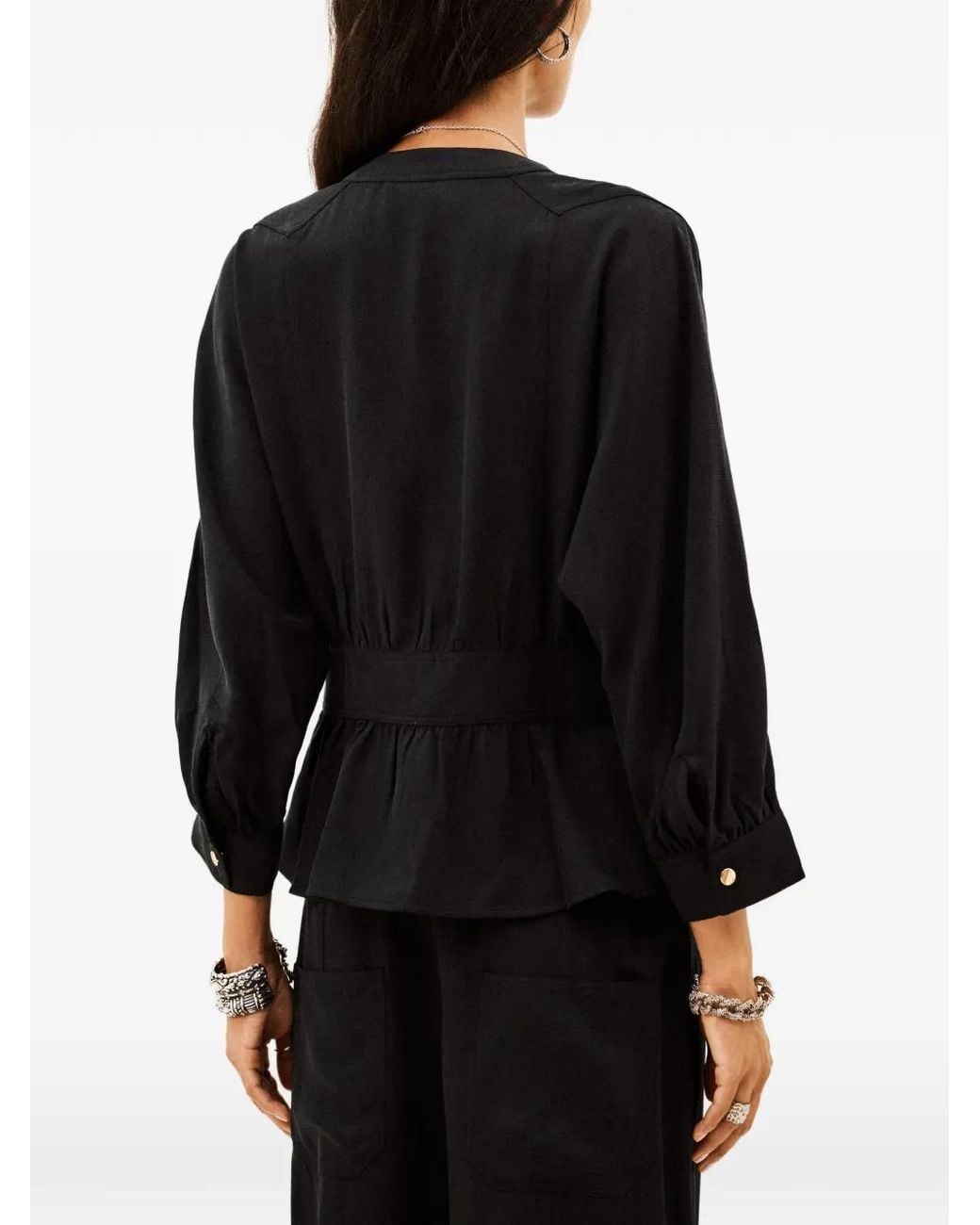 Ba&sh Black Precila Bluse Mit Bindegürtel