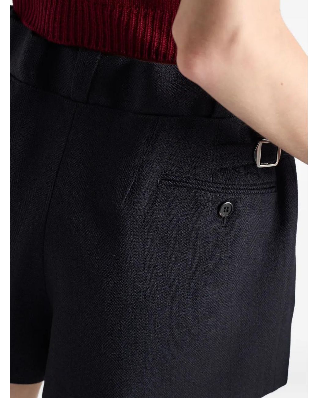 Prada Wollen Shorts Met Chevron Streep in het Blue