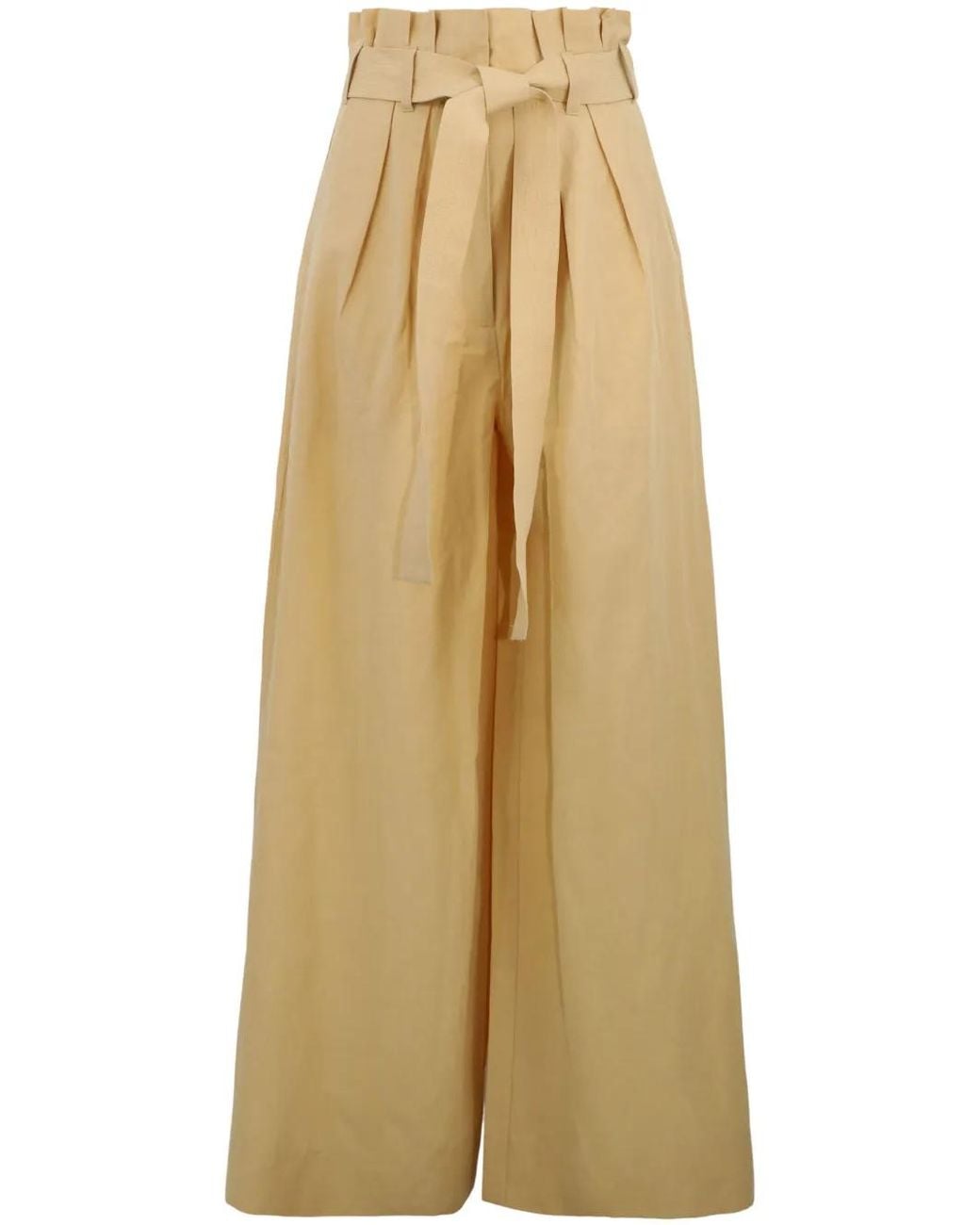 Ulla Johnson Natural Gitana Tie-Waist Palazzo Pants