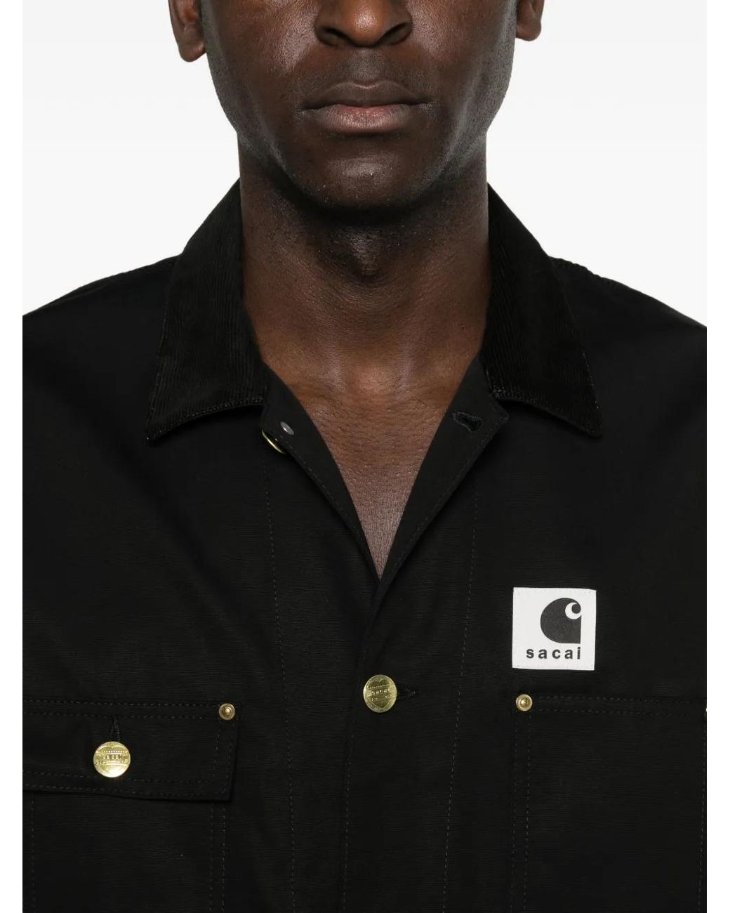 Sacai Black Chemise X Carhartt À Col En Velours Côtelé for men