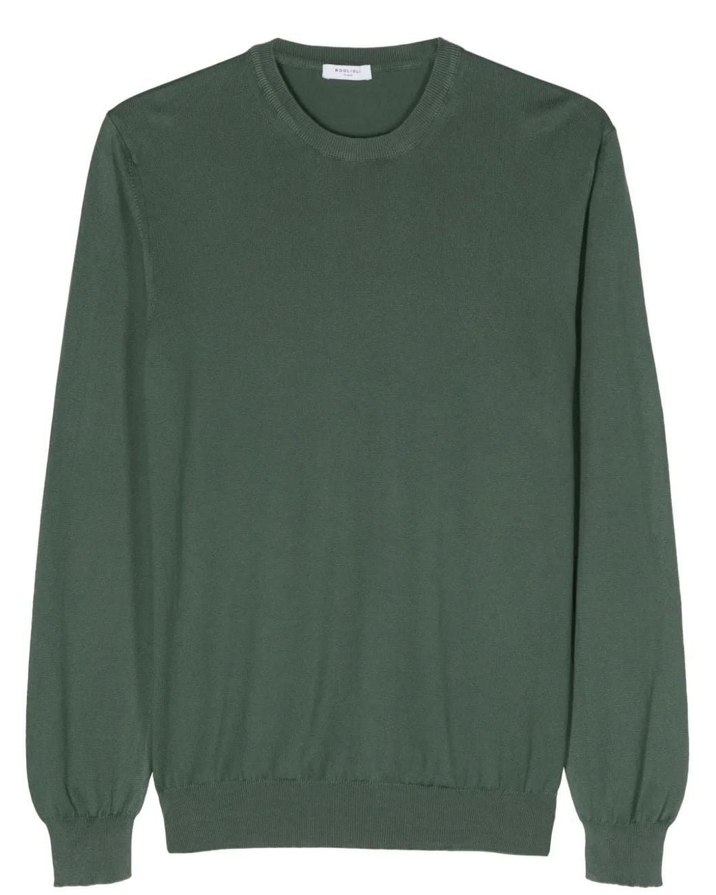 Boglioli Green Crew-Neck Cotton Jumper for men