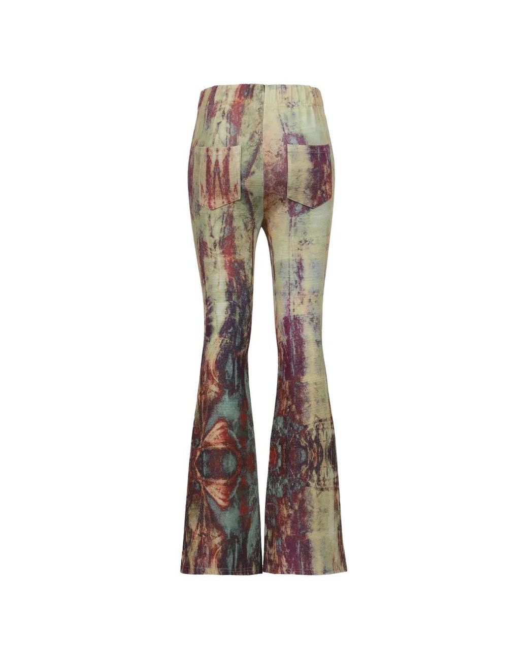 VIVAMUS Yellow Earth Tie-Dye Flared Trousers