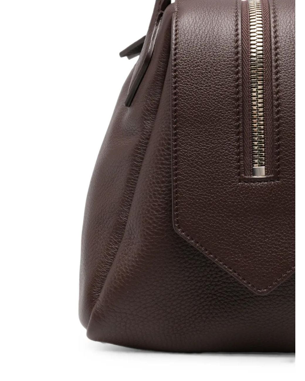MINOBOSSI Brown Medium Grained Leather Tote Bag
