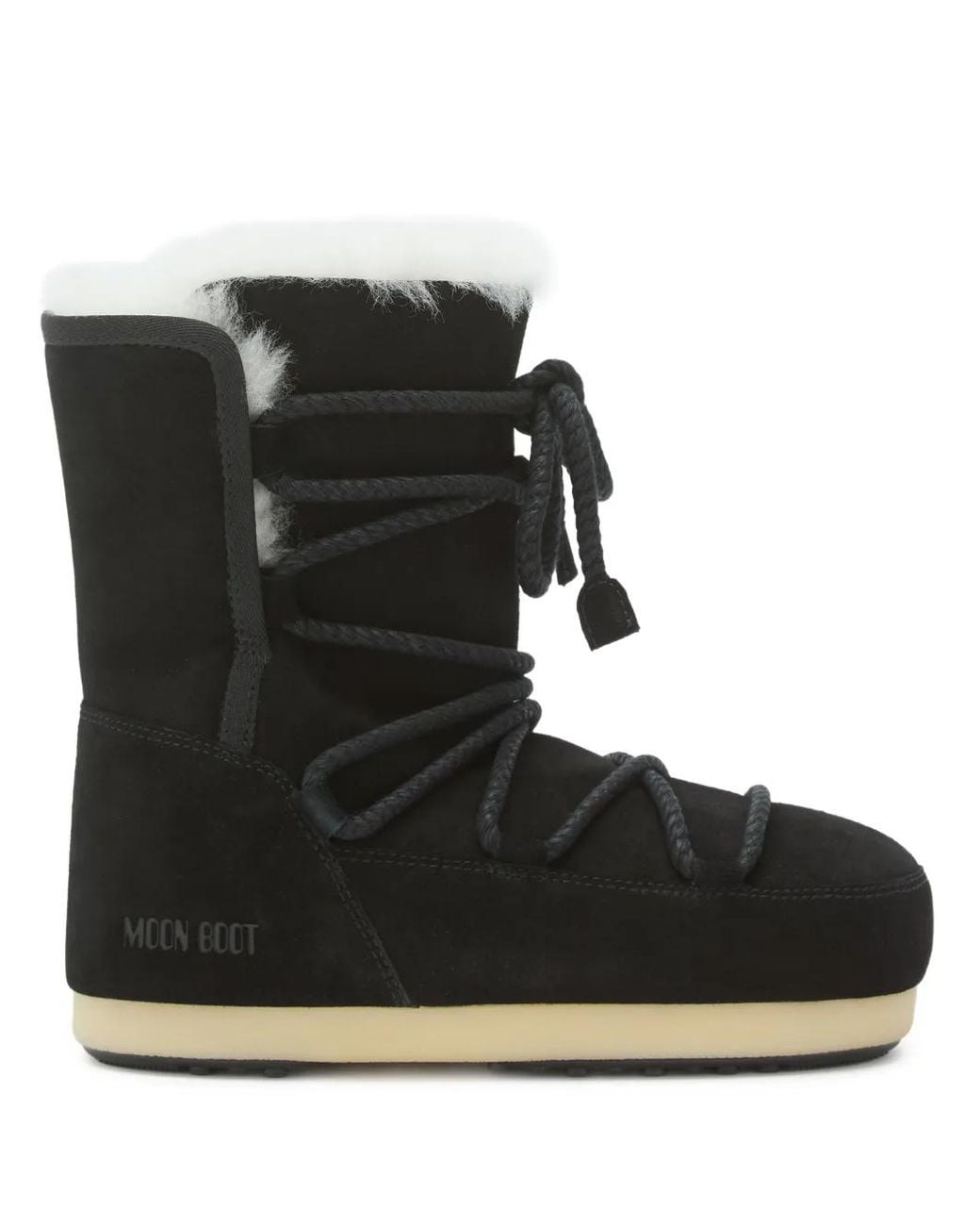 Moon Boot Black Evx Suede Shearling Lace-Up Boots