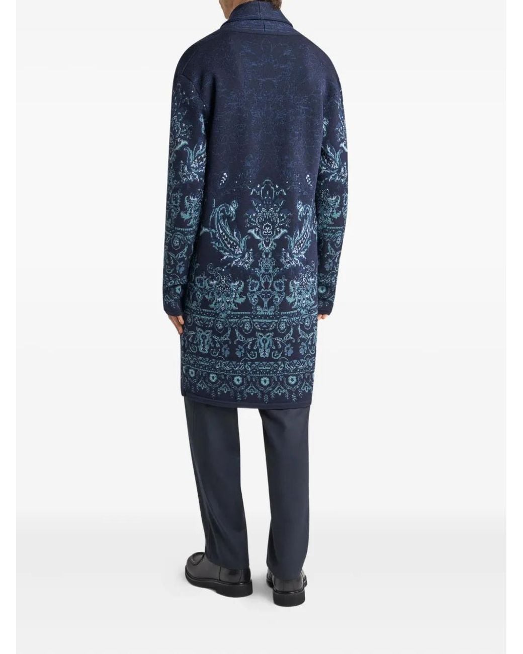 Etro Blue Paisley-Jacquard Cardigan for men