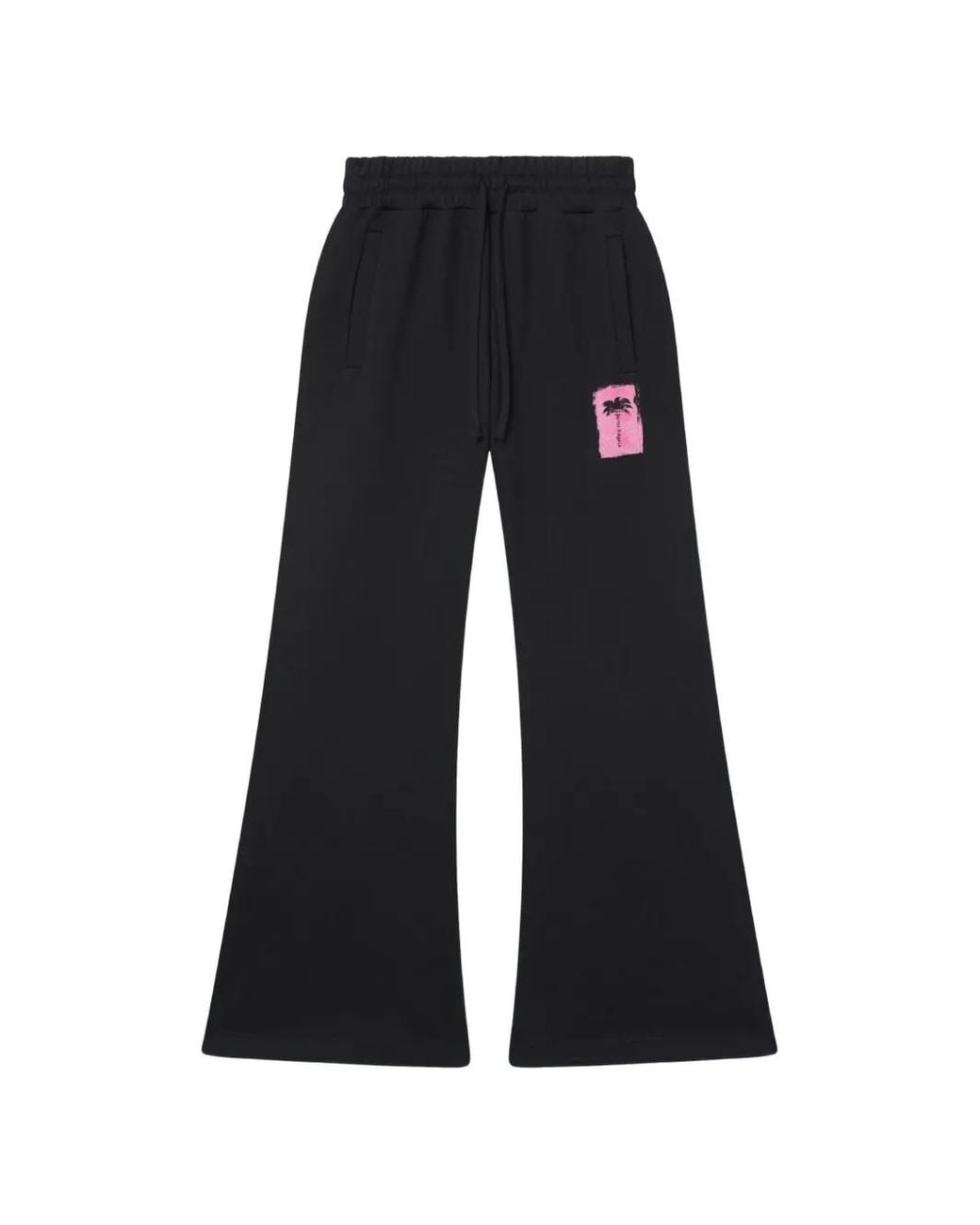Palm Angels Black Rushed Palm Tree Sweatpants