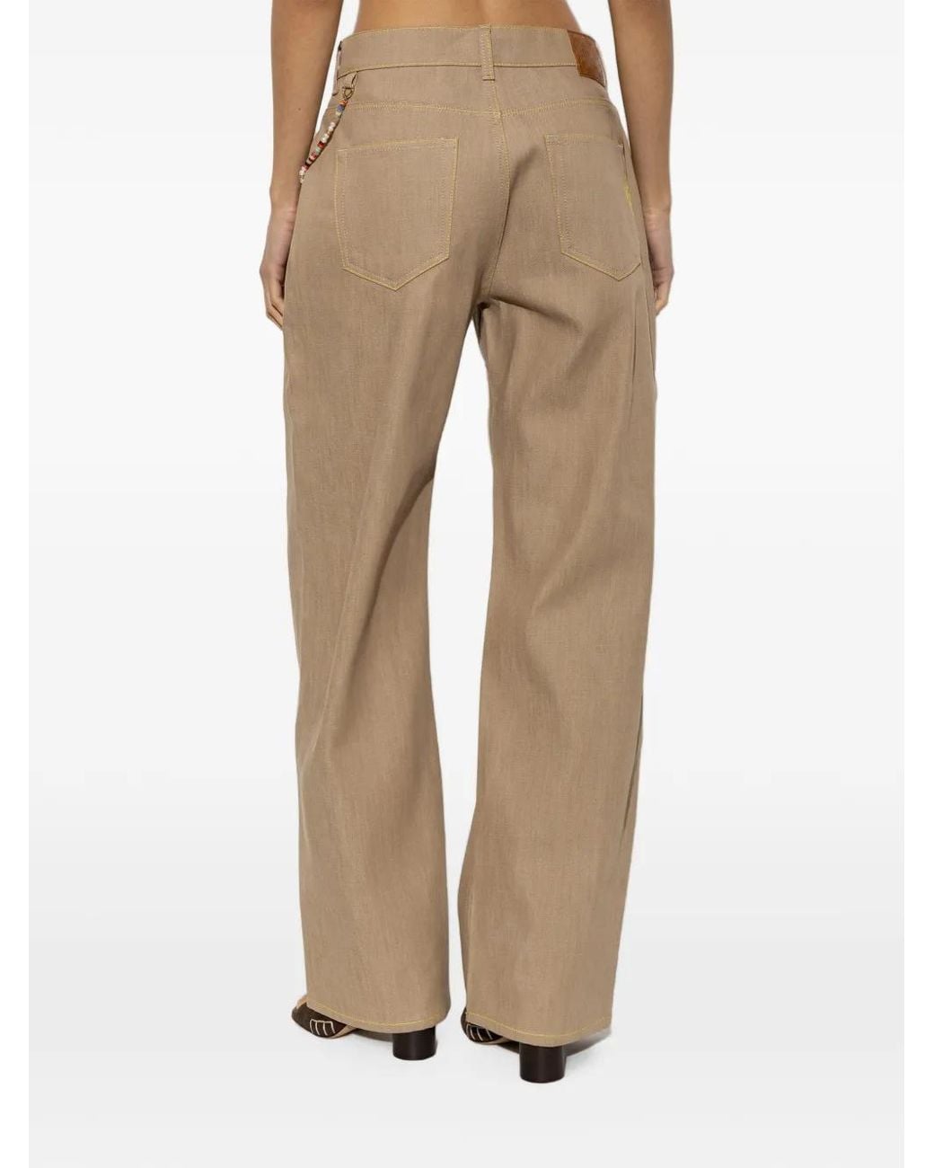 Casablanca Natural Beaded-Chain Straight-Leg Jeans