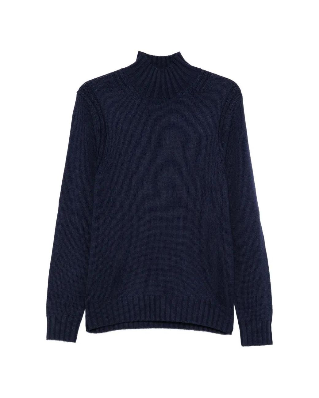 Ballantyne Blue Ribbed-Knit High-Neck Sweater for men