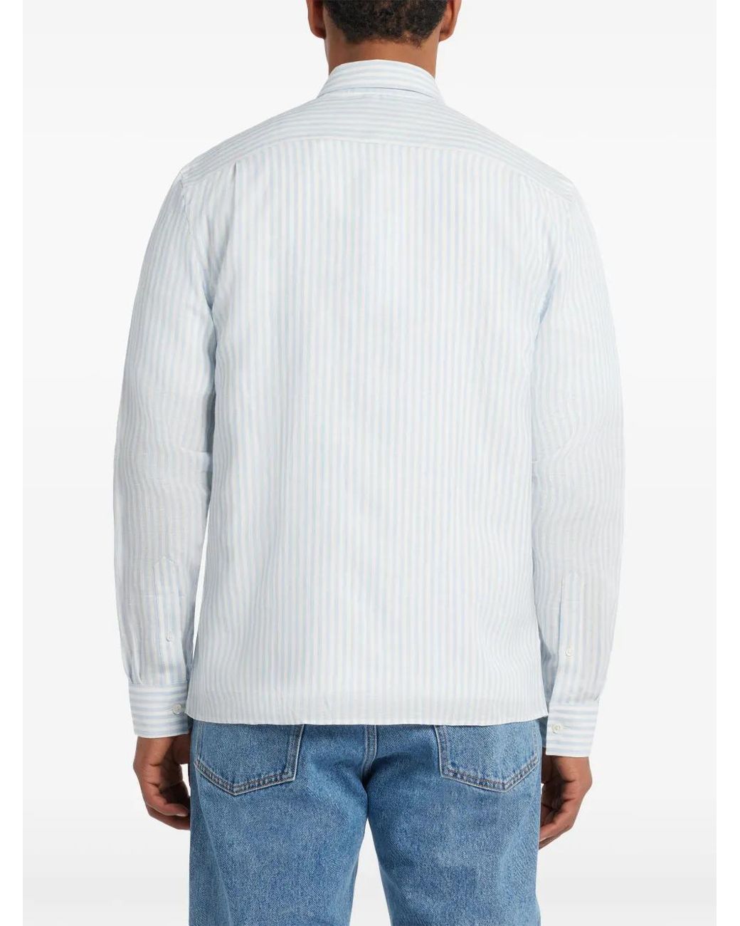 Lacoste White Logo-Appliqué Striped Shirt for men
